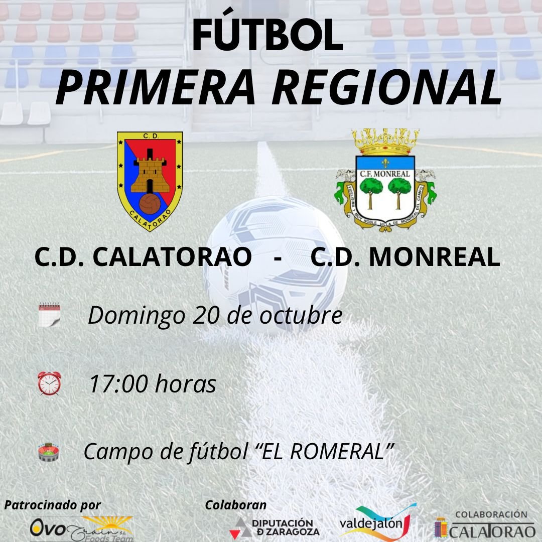 Finde importante para los nuestros!
Los juveniles se desplazan a Calatayud a luchar por el liderato vs Calatayud.
Y los regionales buscarán su primera victoria en casa contra el C.D.Monreal.
Aúpa Cabaxa 🔵🔴