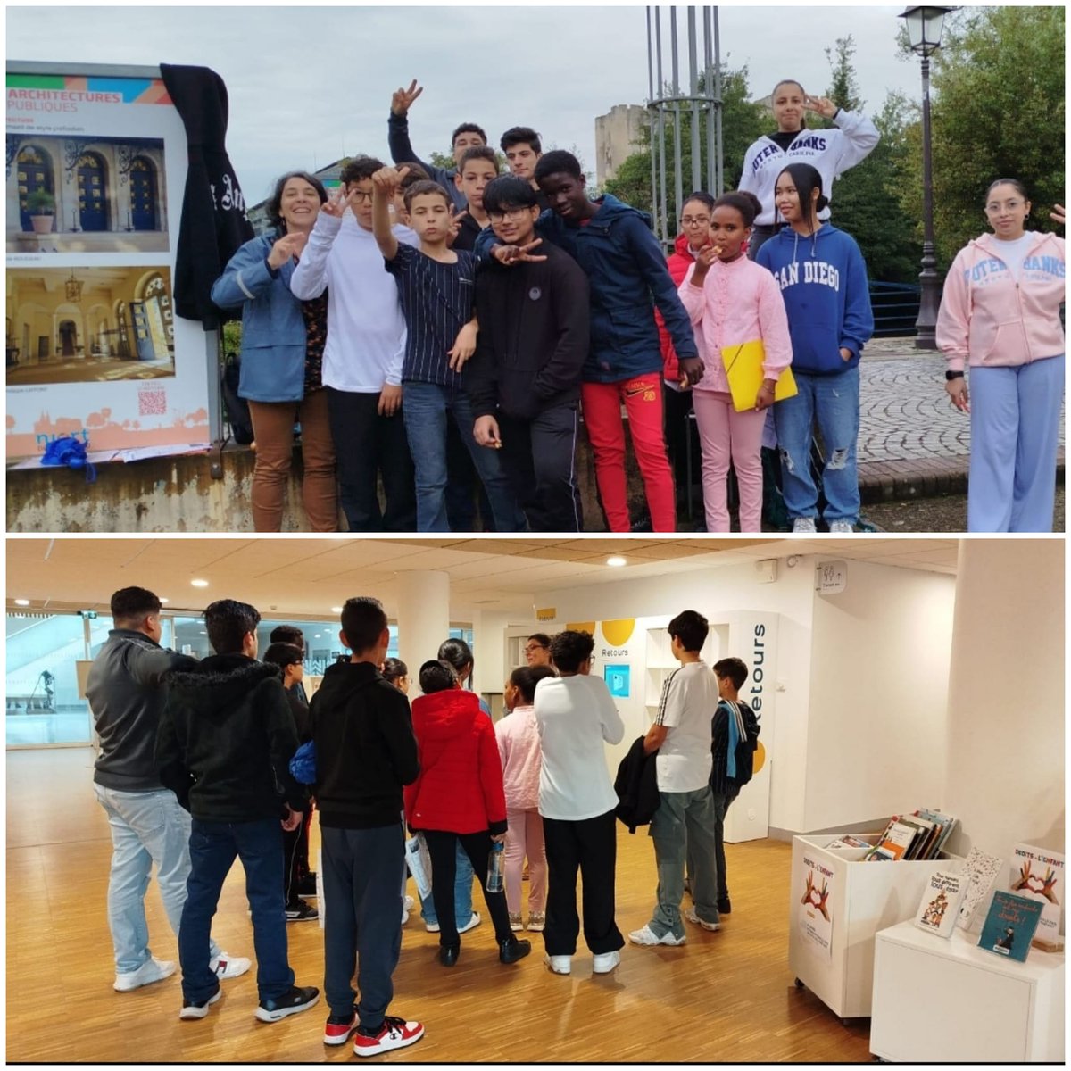 Aujourd'hui, des élèves du dispositif UPE2A sont partis en direction du centre-ville de Niort. L'occasion pour eux de découvrir différents monuments de la ville puis le marché animé du jeudi. Ils ont également eu une visite guidée de la médiathèque. #parcourscitoyen <a href="/Mairie_Niort/">Ville de Niort</a>