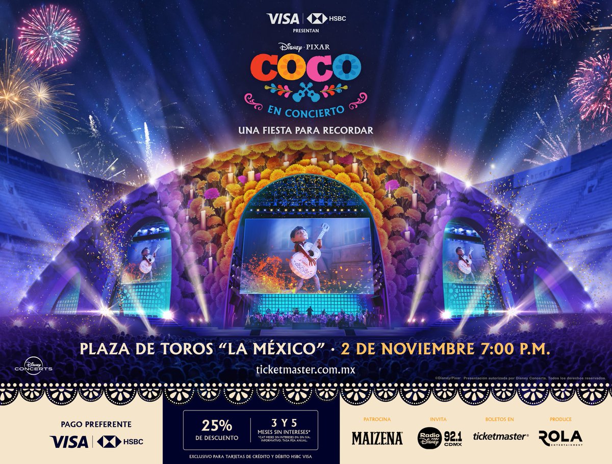 ¡Entradas para #CocoEnConcierto: Una Fiesta para Recordar de Disney y Pixar! 🎁💝

🕯️ Tenemos 1 PASE DOBLE para ir a ver #CocoEnConcierto el 2 de noviembre a las 7 PM en la Plaza de Toros "La México"

✅ Para participar: RT a este post y dinos tu escena favorita de la película.