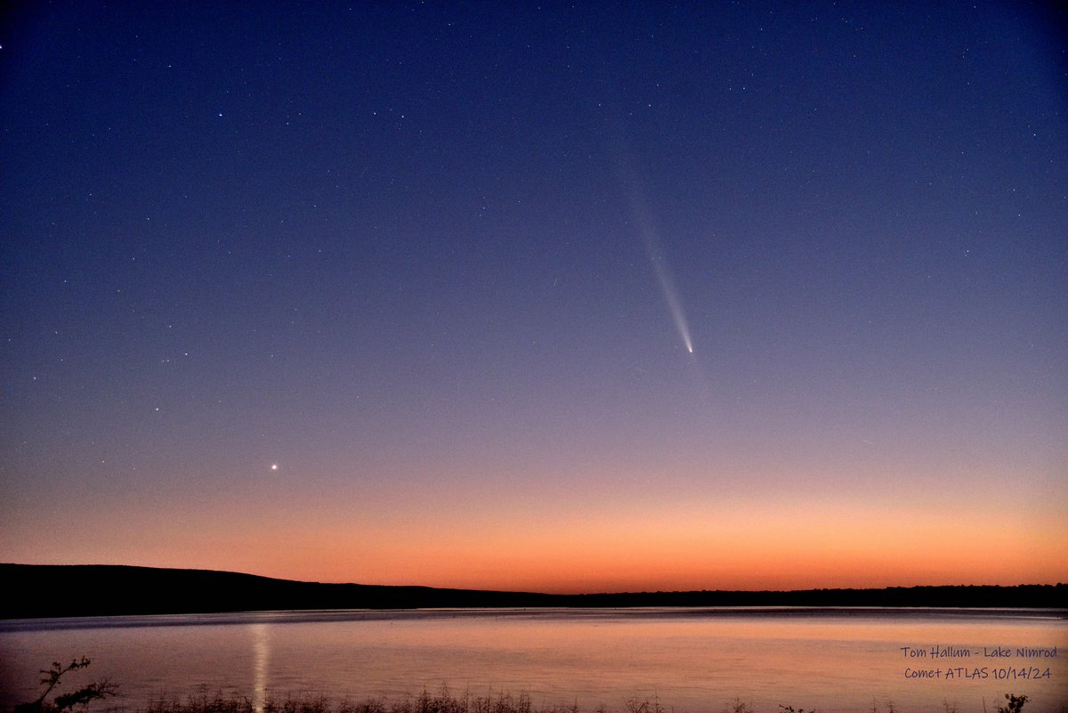 Incredible picture of twilight at Lake Nimrod with Comet Tsuchinshan-ATLAS front and center.

Great photo from Tom Hallum. Wow! #ARWX #comet