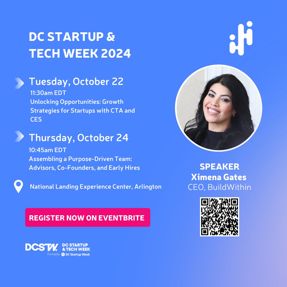 BuildWithin (@joinbuildwithin) on Twitter photo DC Startup & Tech Week 2024!
Join <a href="/ximenahartsock/">Ximena Gates</a>, CEO of #BuildWithin, to learn growth strategies with experts from <a href="/CTATech/">Consumer Tech Association</a> & CES.
📅 Oct 22 🕚 11:30 am EDT
📅 Oct 24 🕚 10:45 am EDT
📍 National Landing, Arlington
🔗 bit.ly/4f904HH
@dcstartupweek #dcstw <a href="/sched/">Sched</a> DC Startup & Tech Week 2024!
Join <a href="/ximenahartsock/">Ximena Gates</a>, CEO of #BuildWithin, to learn growth strategies with experts from <a href="/CTATech/">Consumer Tech Association</a> & CES.
📅 Oct 22 🕚 11:30 am EDT
📅 Oct 24 🕚 10:45 am EDT
📍 National Landing, Arlington
🔗 bit.ly/4f904HH
@dcstartupweek #dcstw <a href="/sched/">Sched</a>