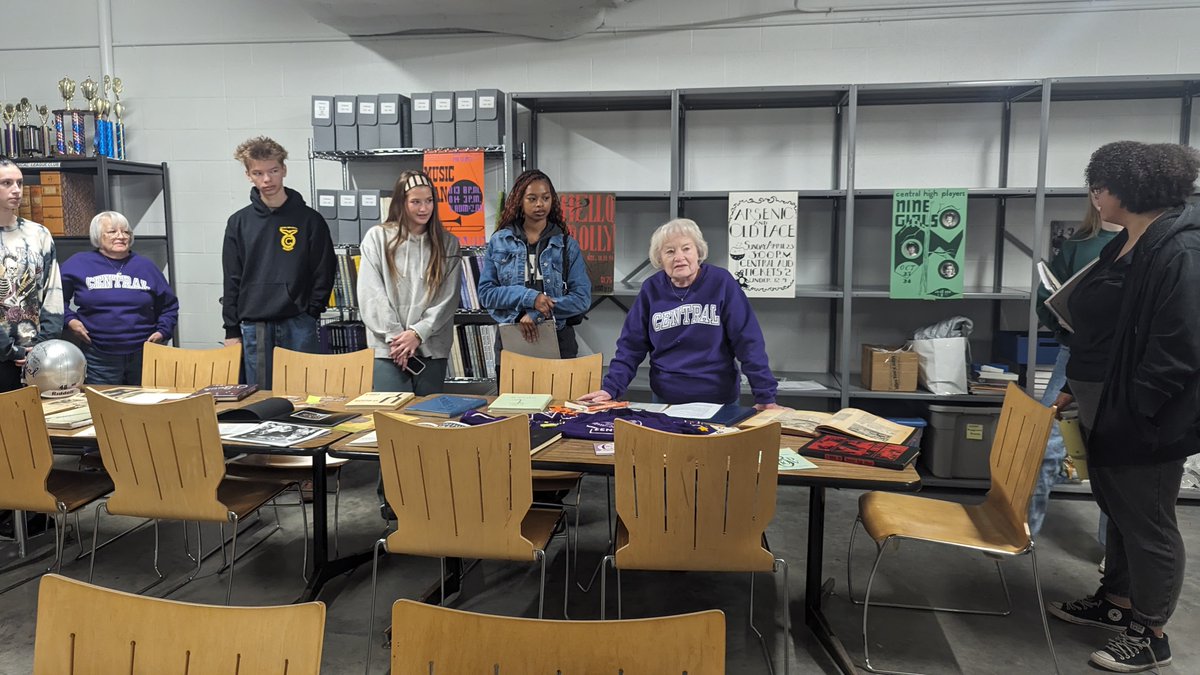 OPSCentralHigh's tweet photo. Jeannene Rice Mason and Jeanette Johnson (Class of '64) curated an exhibit on Central's history to coincide with the AP Lang texts The Rhythm Boys of Omaha Central and A Time for Burning. History became tangible, offering students a deeper connection to the past. https://t.co/J1xUty6vhd