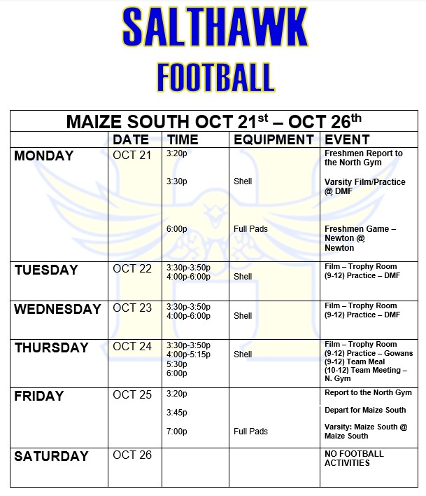 Maize South Oct. 21st - Oct. 26th