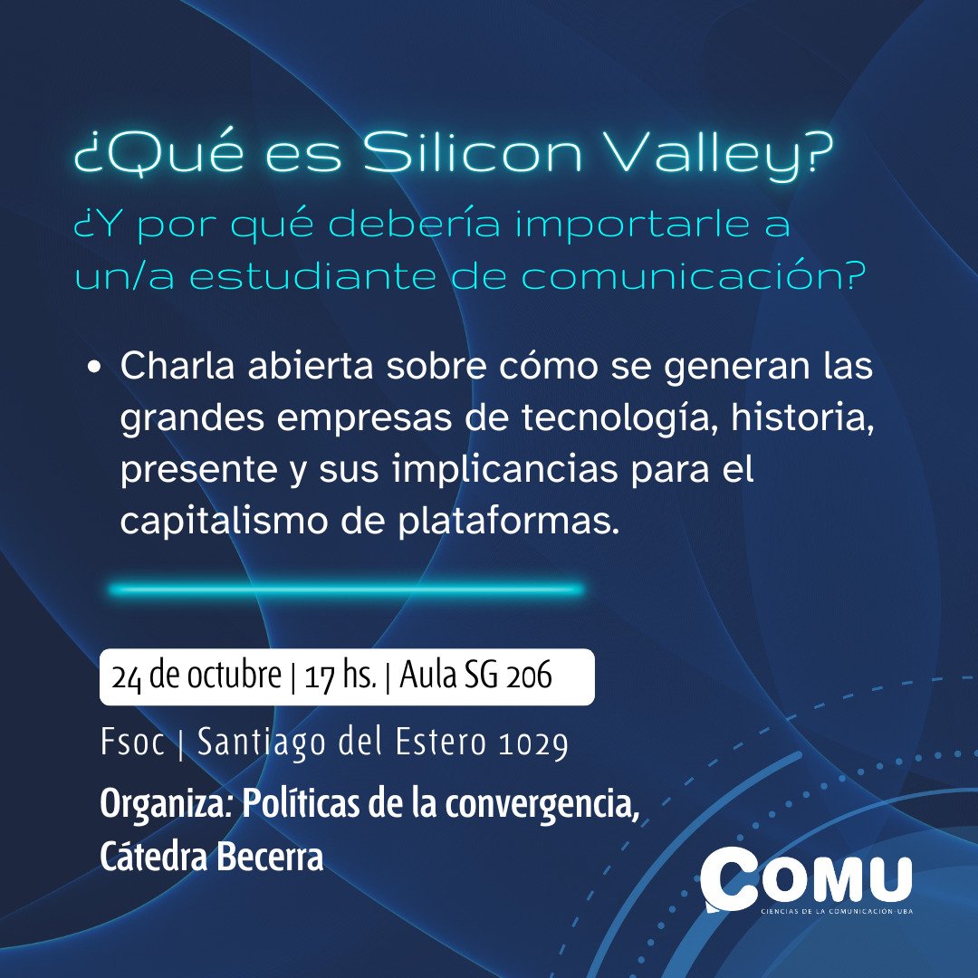 ¿Estudiás comunicación y querés entender más sobre cómo nacen y crecen las empresas de tecnología?
El jueves próximo, con <a href="/sebadetoma/">sebadetoma</a>, damos una charla *abierta*  en la Universidad de Buenos Aires en el marco de la cátedra <a href="/aracalacana/">Martín Becerra</a> de <a href="/comuUBA/">Comu Sociales UBA</a> en <a href="/ubasociales/">UBA Sociales | #FSOC #UBA</a>.
¡Te esperamos!