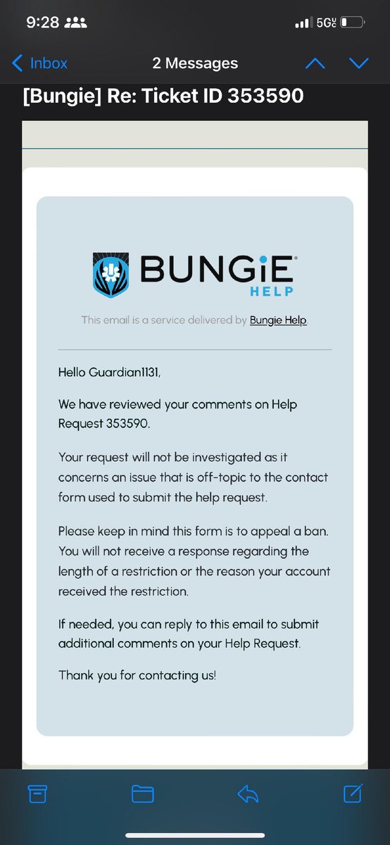 LemmieGetThat's tweet photo. @BungieHelp @Bungie @DestinyTheGame @Bungie A response including Guidance or a Solution to changing a name to your customers who put in hundreds of dollars over the years into this game is the least you can do. Your system considers this off topic because the proper option doesn't exist to select. https://t.co/SVJGUbrARa