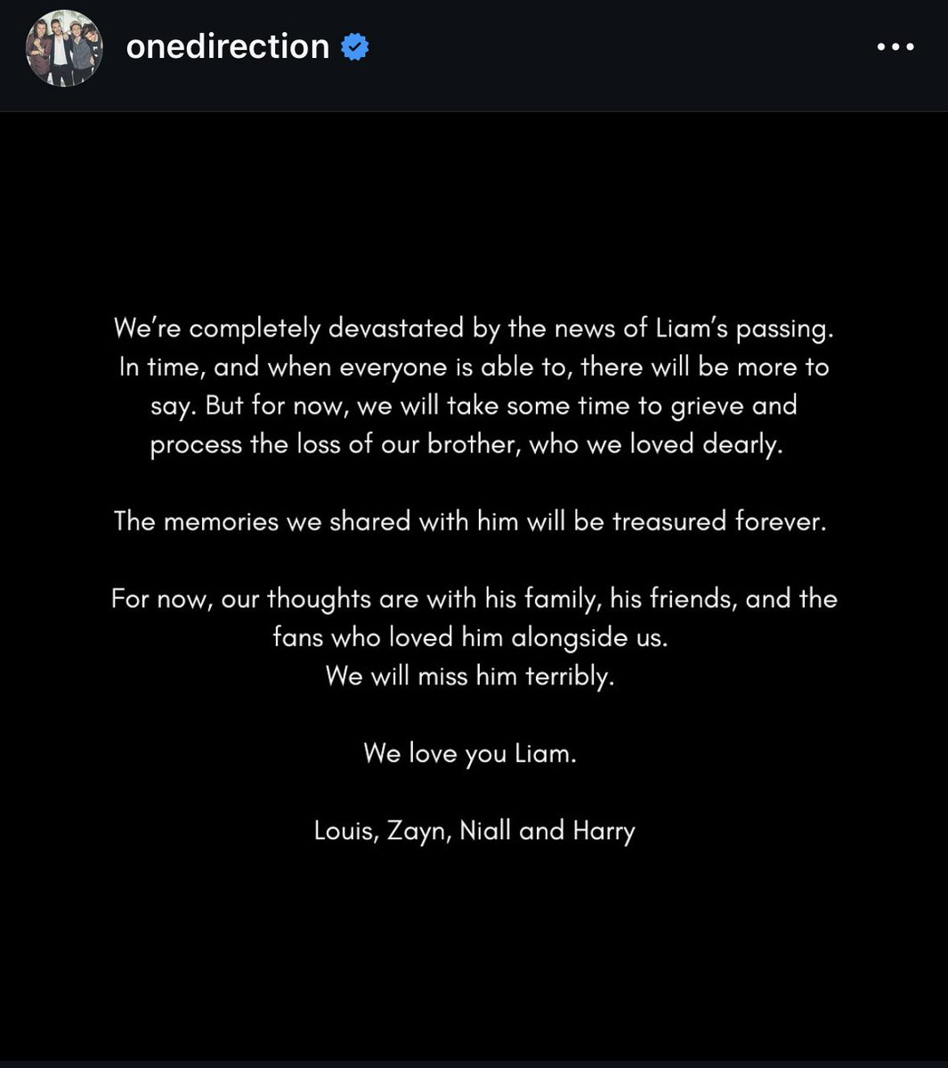 DianaMendes9's tweet photo. Nunca pensei que um próximo post dos 1D fosse por este motivo, estou completamente de rastos 😔💔 https://t.co/pbs25HTTrn