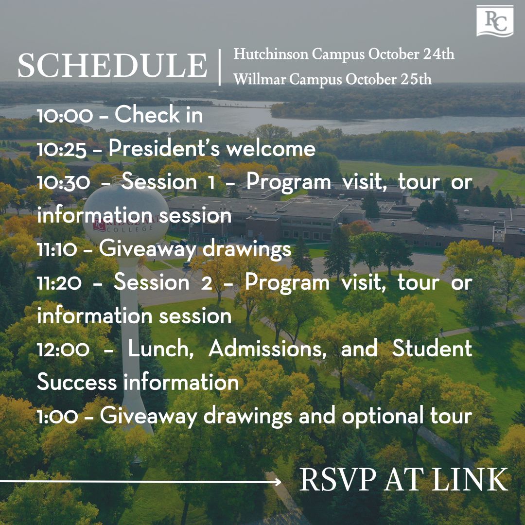 Join us to #FindYourFuture at Ridgewater! ❤️⁠
⁠
At #DiscoverRidgewater, you can realize the possibilities through program-specific information sessions designed to help you find your passion.
⁠
➡️ RSVP at ridgewater.edu/admission-aid/…

#RidgewaterCollege #CollegeVisit #Minnesota
