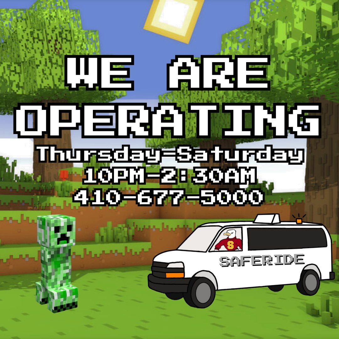 SUSaferide's tweet photo. Give us a call this weekend! We’ll shelter you from the mobs that spawn in the dark. 🚐⚔️🧟☠️🕷️ https://t.co/xz1PZI8Y8b