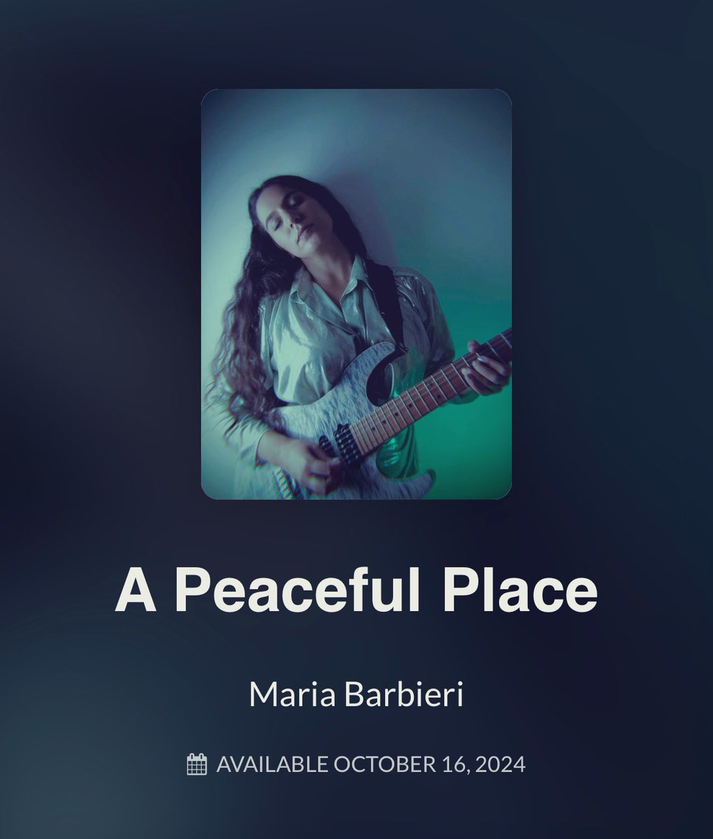 Maria Barbieri Guitarist (@guitaristmaria) on Twitter photo A Peaceful Place is now available on all major platforms. Check out the video on YouTube feat. Mohini Dey, Larry Crowe and <a href="/lucadigennaro/">Luca Di Gennaro - Solo album 💿 out now!</a>
Bandcamp mariabarbieri.bandcamp.com/track/a-peacef…
YouTube youtu.be/wuvOhH-CZ0Q?si…
Spotify open.spotify.com/album/0Lky3NMa…
#ProgRock A Peaceful Place is now available on all major platforms. Check out the video on YouTube feat. Mohini Dey, Larry Crowe and <a href="/lucadigennaro/">Luca Di Gennaro - Solo album 💿 out now!</a>
Bandcamp mariabarbieri.bandcamp.com/track/a-peacef…
YouTube youtu.be/wuvOhH-CZ0Q?si…
Spotify open.spotify.com/album/0Lky3NMa…
#ProgRock