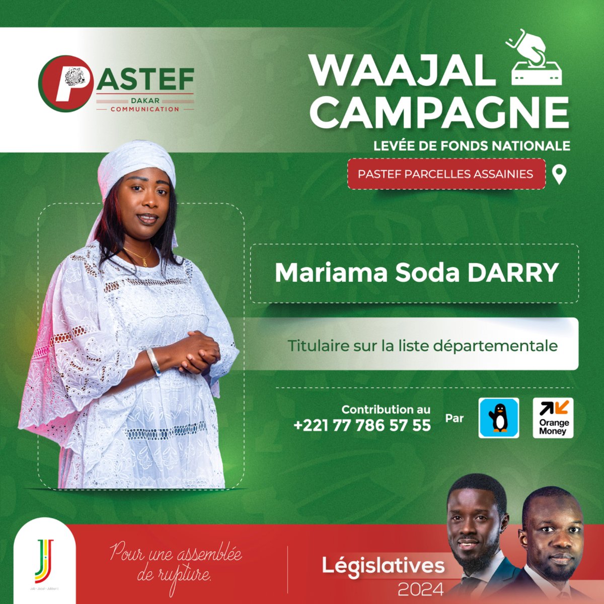 Pastef_PA's tweet photo. 𝐁𝐎𝐊𝐊 𝐍𝐀𝐀
Parce qu’une Assemblée de rupture se construit dès maintenant, investissez dans une campagne électorale ambitieuse pour doter au gouvernement les leviers nécessaires à la mise en œuvre du projet.
#Leprojet
#legislative2024 #senegal #dakar #kebetu #BokkNaa https://t.co/Zlo46qvicB