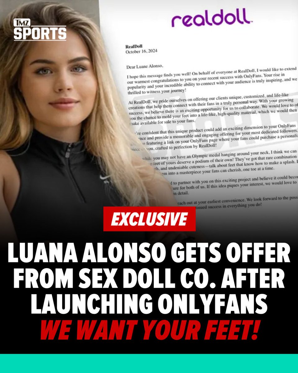 Swimmer-turned-OnlyFans creator Luana Alonso is getting the chance to turn  her flippers into money makers -- with a popular sex doll company sending  her an offer to team up and sell replicas