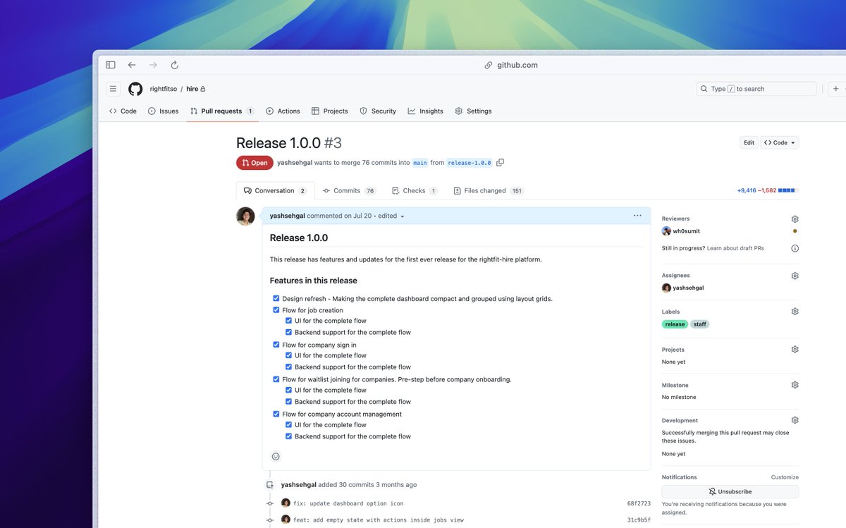 yashsehgaldev's tweet photo. Exciting News from @rightfitso 🎉

We are happy to announce that Hire by @rightfitso (version 1.0.0) has been successfully built internally and is currently in the testing phase!

We’ll be opening the waitlist for companies by the end of this month. Once live, all hiring and job posting processes will be managed through our platform ❇️

Stay tuned! We’ll share demos of the platform features alongside our official release announcement. Over the next two weeks, we’ll be finalizing our landing page and polishing the user interface.

Thank you for your support! We can’t wait to help you with your hiring needs! 💼