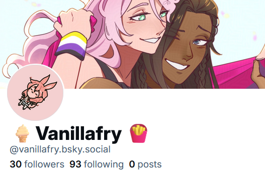 Vanillafry's tweet photo. Hello friends so i'm never leaving 🐦 until it sinks for real BUT I am also on bsky and tumblr with the same @ 🙂↕️ https://t.co/wUWo572SwS