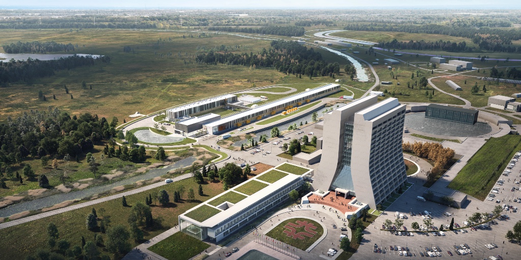 Fermilab's tweet image. #DidYouKnow Fermilab is enhancing our accelerator complex? @PIP2accelerator is a project to build a 215-meter-long linear accelerator. The new accelerator will power the world’s most intense high-energy neutrino beam on its journey from Fermilab to @DUNEscience! #FutureofFermilab