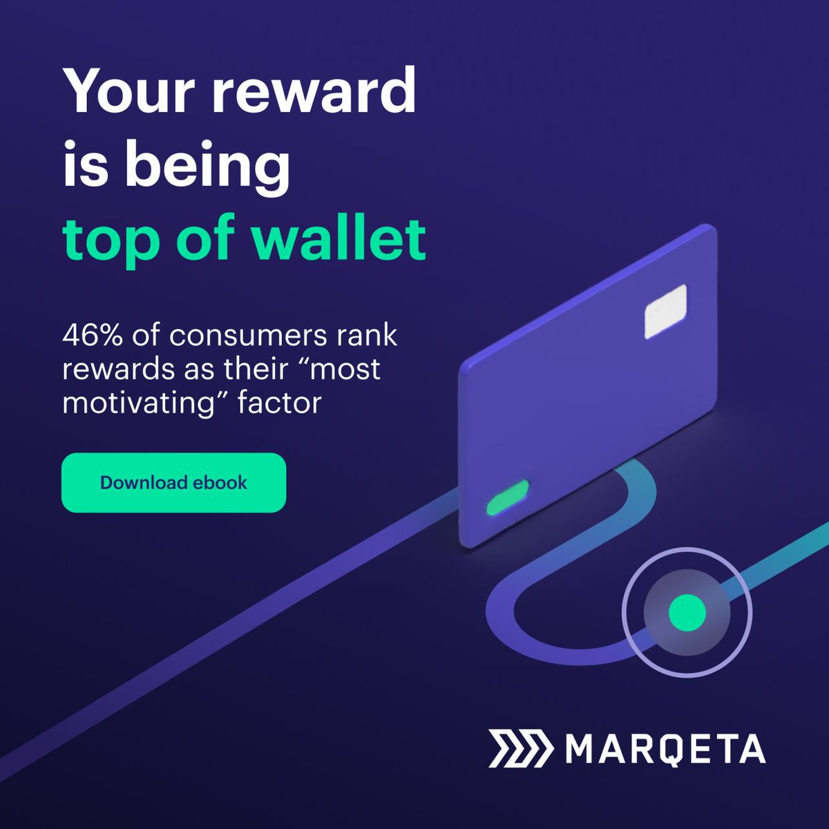 marqeta's tweet image. Nearly half of consumers say rewards and cashback are the highest motivating factors for choosing their go-to card. Are you ready to win them over?
Discover more 👉 bit.ly/3T7QgFd