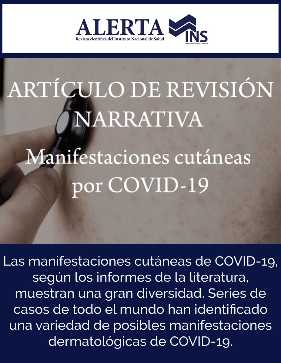 Las manifestaciones cutáneas del SARS-CoV-2 pueden ayudar a diagnosticar COVID-19, sobre todo en pacientes con erupciones recientes, síntomas respiratorios o contacto con casos confirmados.

👉 alerta.salud.gob.sv/manifestacione…
