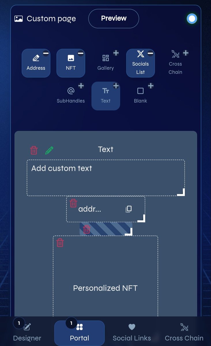 New Feature!🧠

Custom Text for your Portal Pages!✍️

Portal Pages are individual and can only be edited by the $handle or SubHandle owner!

❎ Everything added to a Portal page MUST BE APPROVED with a Cardano signature! Anyone can use this to share verified links and updates!