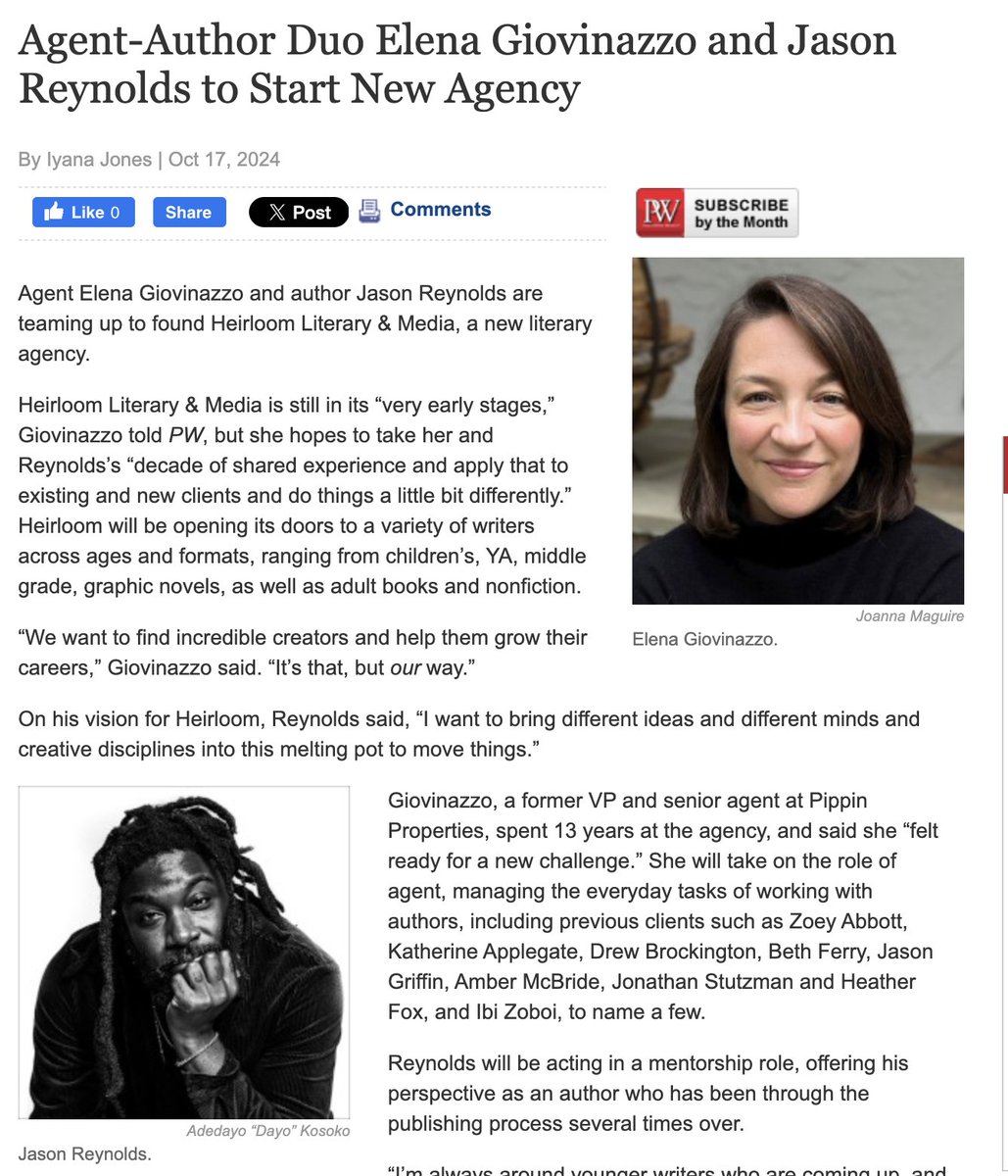 MrSchuReads's tweet image. Congratulations, Elena Giovinazzo and @JasonReynolds83! publishersweekly.com/pw/by-topic/ch…