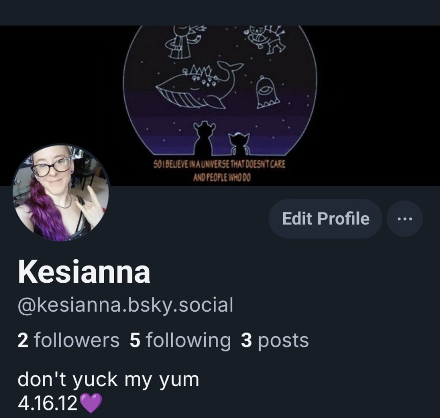 Kesianna's tweet image. Find me on Bluesky or Threads, which I will attempt to use more because I'm expecting X to be taken off the Google Play Store soon 🙃