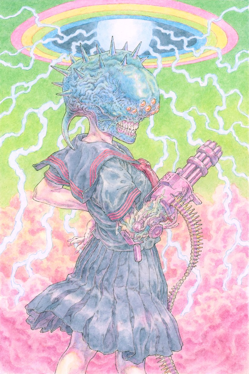 Just an ordinary girl 🌈👽
This painting was commissioned by <a href="/machin3gir1/">machine girl</a> to promote their upcoming Halloween shows in Amityville and New York 🤘🎃🤘