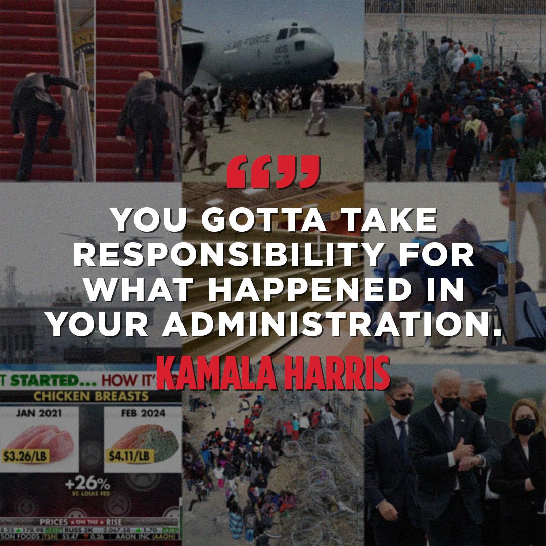 Republicans's tweet photo. "You gotta take responsibility for what happened in your administration." -Kamala Harris https://t.co/oxmjQWM4QP