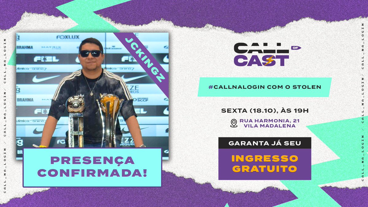 CallofCast's tweet photo. O lutador e PRO Player de Warzone @jckingz_ vem prestigiar o #CallnaLogin com o monxtrão Stolen amanhã!🔥
Você tbm pode assistir a gravação de perto e de GRAÇA!
Corre pra garantir seu ingresso antes que acabe: https://t.co/YGOArRFGxq https://t.co/jKwLF4aeDG