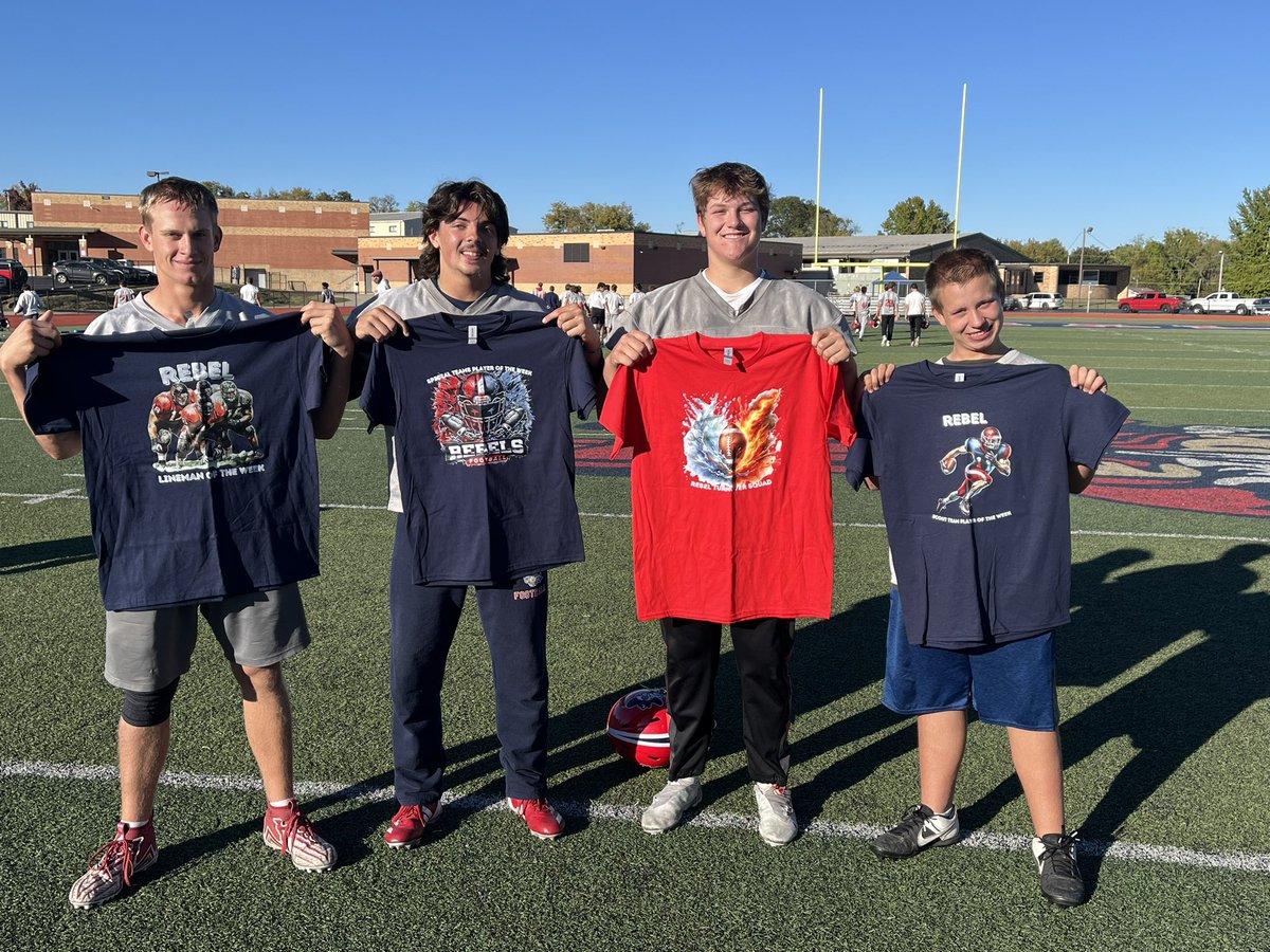 Rebel Football Players of the Week for Week 7 vs Valle.

Lineman- Dakota Bowers
Special Teams- Chad Cosby
Turnover Squad-Mason Marler
Scout Team Player- Alex Bowers