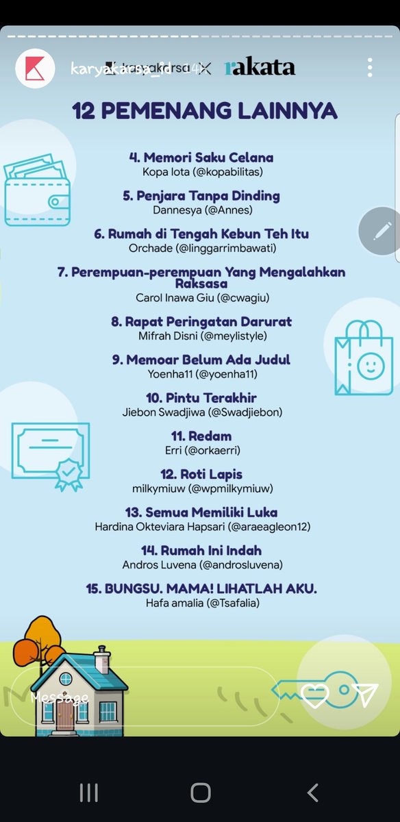 studiodepan's tweet photo. Terharuuuu..... "Perempuan2 Yang Mengalahkan Raksasa" jd salah satu dari 15 cerpen terpilih di lomba cerpen @karyakarsa_id dan @rakatadotid yg mau baca klik di sini💞 https://t.co/98Euyi5SLX https://t.co/PKATYsnH8R