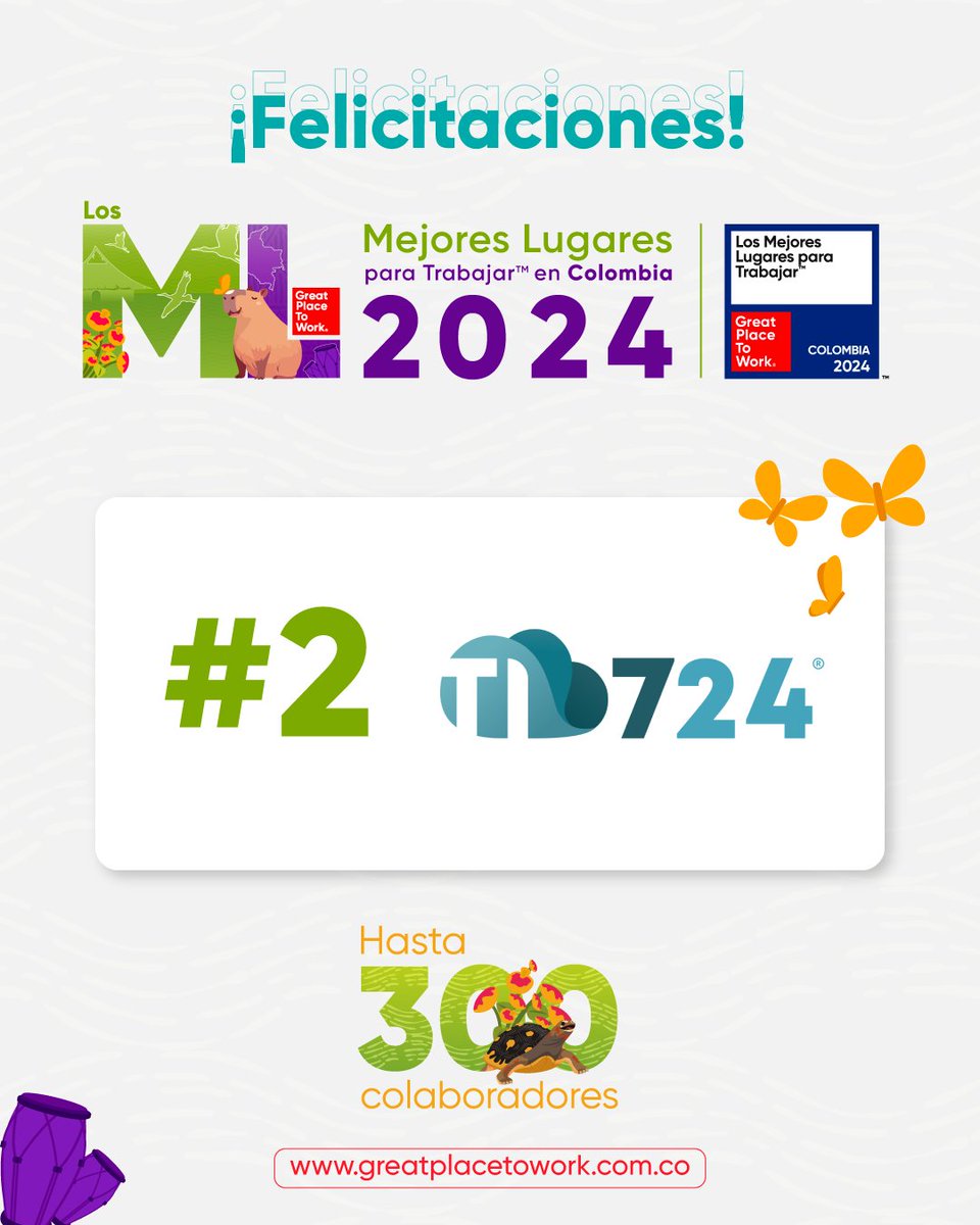 GPTW_Colombia's tweet photo. 🏅 El top 3 de empresas en la categoría de hasta de 300 colaboradores en “Los Mejores Lugares para Trabajar™ en Colombia, 2024” está conformado por @IASSOFTWARE, @TI724co y Gestión Integral de Proyectos. �� https://t.co/MhqfYQu9mD