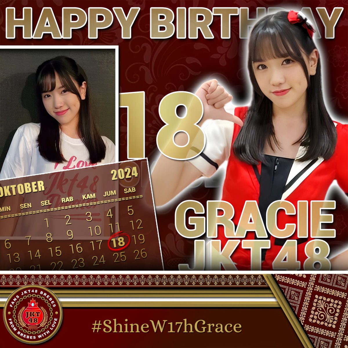 Selamat Ulang Tahun <a href="/Gracie_JKT48/">Grace Octaviani</a>, Semoga kamu selalu ceria dan lincah seperti kelinci yang melompat-lompat ke sana kemari. Tetap jadi kelinci kesayangan kita semua ya 🥳

#ShineW17hGrace #48brebessalawase
