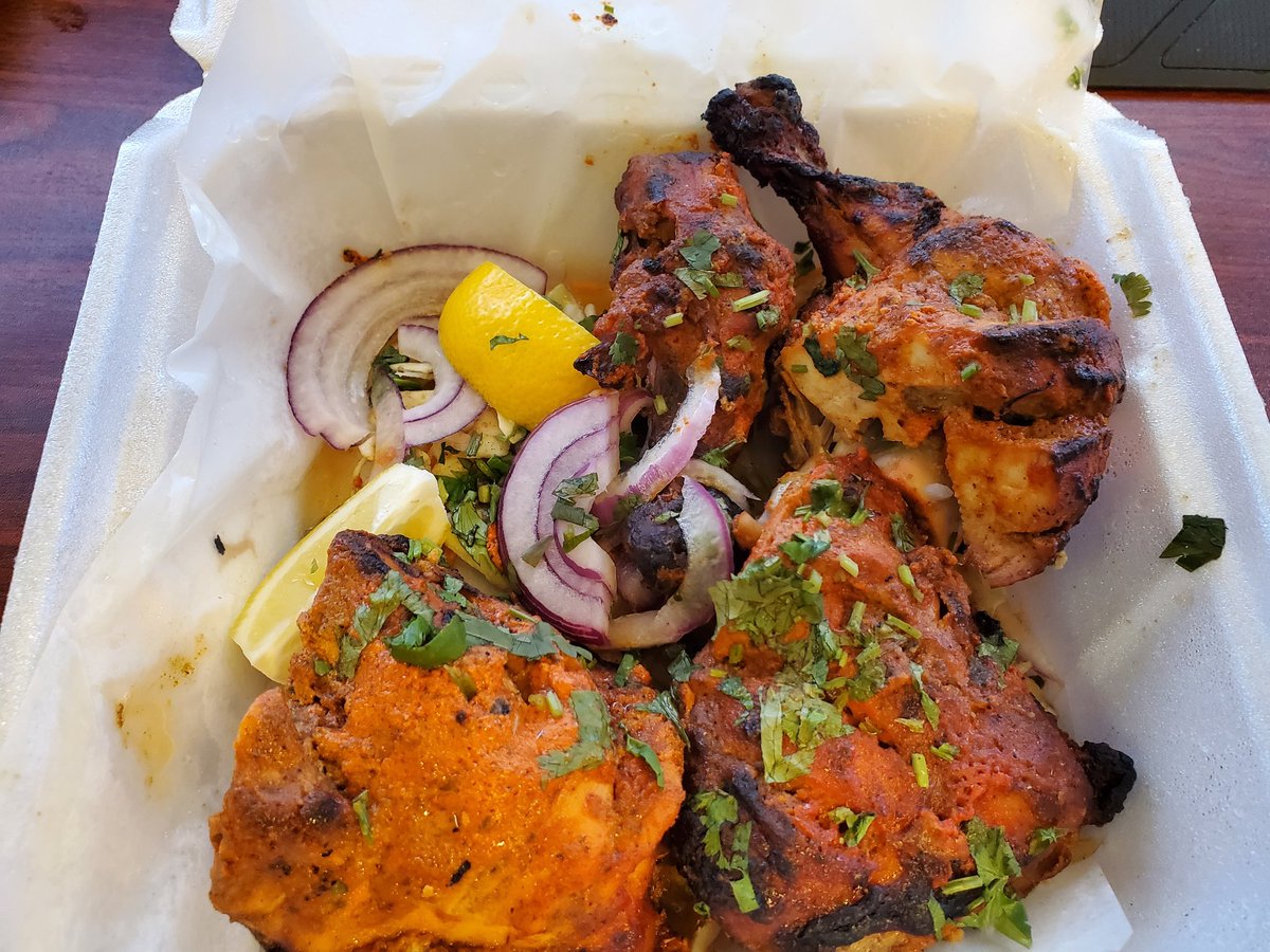 Didn't feel like cooking so I ordered some Indian. Tandoori chicken really hit the spot.
