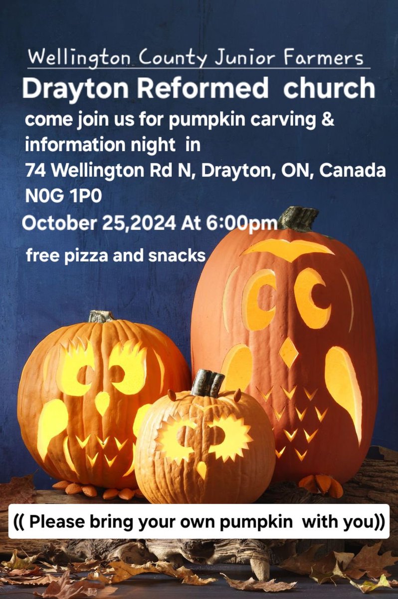 Come join us and don't forget to bring your pumpkin with you! 
#wellington #county #juniorfarmers ##proudjfer #jf