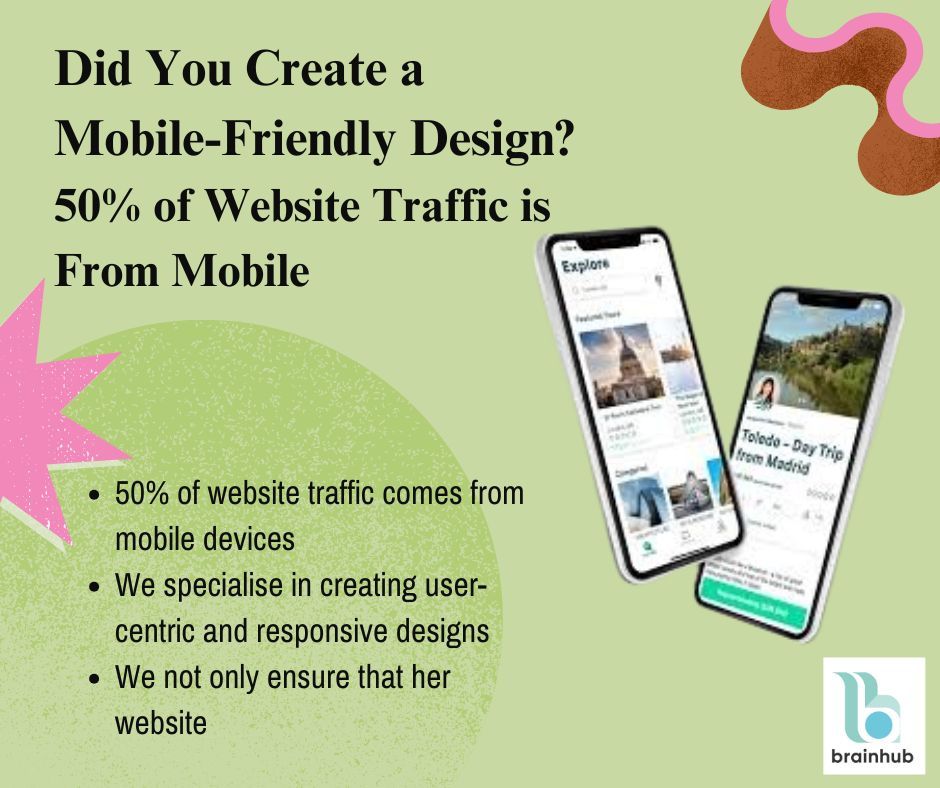 BrainHub87's tweet photo. "🚀 Did you know that over 50% of web traffic is from mobile devices? At Brain Hub, we specialize in crafting responsive, mobile-friendly designs that keep your users engaged wherever they are. Let's make your website stand out! 💡📱 

#ResponsiveDesign #MobileFirst #BrainHub" https://t.co/3iccQwCUty