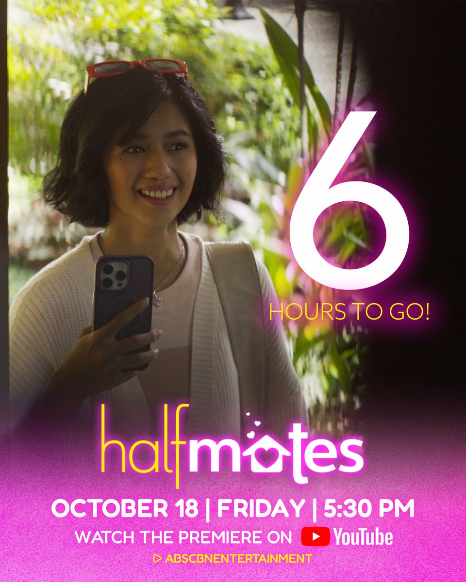 6 HOURS TO GO!
#HalfmatesWelcomeHome

Kaori is Dani, ang OA OFW &amp; TikTokerist na halfmate ni James! 🏡🧡

Watch the premiere of #Halfmates starring #KaoMiah—mamaya na sa ABS-CBN YouTube!