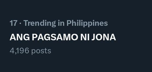 MissEmzDL's tweet photo. Still trending at 14th and 17th spot but we peak at 4th and 6th spot a while ago! And it’s on 44th on iTunes Ph Top100 today! Congrats TeamJona and Congrats Mayora @MsJ0NA sa new single!@viva_records @VivaArtists_ @arlenetmeyer 

ANG PAGSAMO NI JONA
PAGSAMObyJONA OutNow https://t.co/DVBdp34m1M