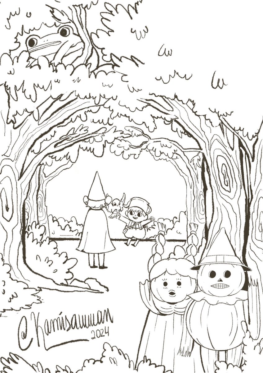 kamisawwan's tweet photo. Line-art del proceso de una ilustración que estoy haciendo para un trabajo de la universidad para el ramo de diseño editorial!! 🐸

#wip #Overthegardenwall #art #artist https://t.co/0GvGAHJVNx
