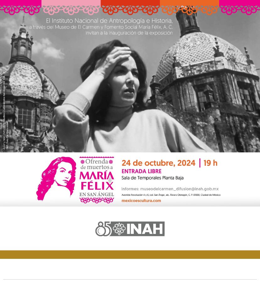 Te invitamos a la Exposición "Ofrenda de muertos a María Félix en San Ángel! ☠️🪦
Celebraremos a “La Doña”, su labor como actriz y su relación con el barrio de San Ángel. 🎥
Inauguración: jueves 24 de octubre, 19 h.
#ExposiciónMariaFelix #ViveSanÁngel #ofrendadiademuertos