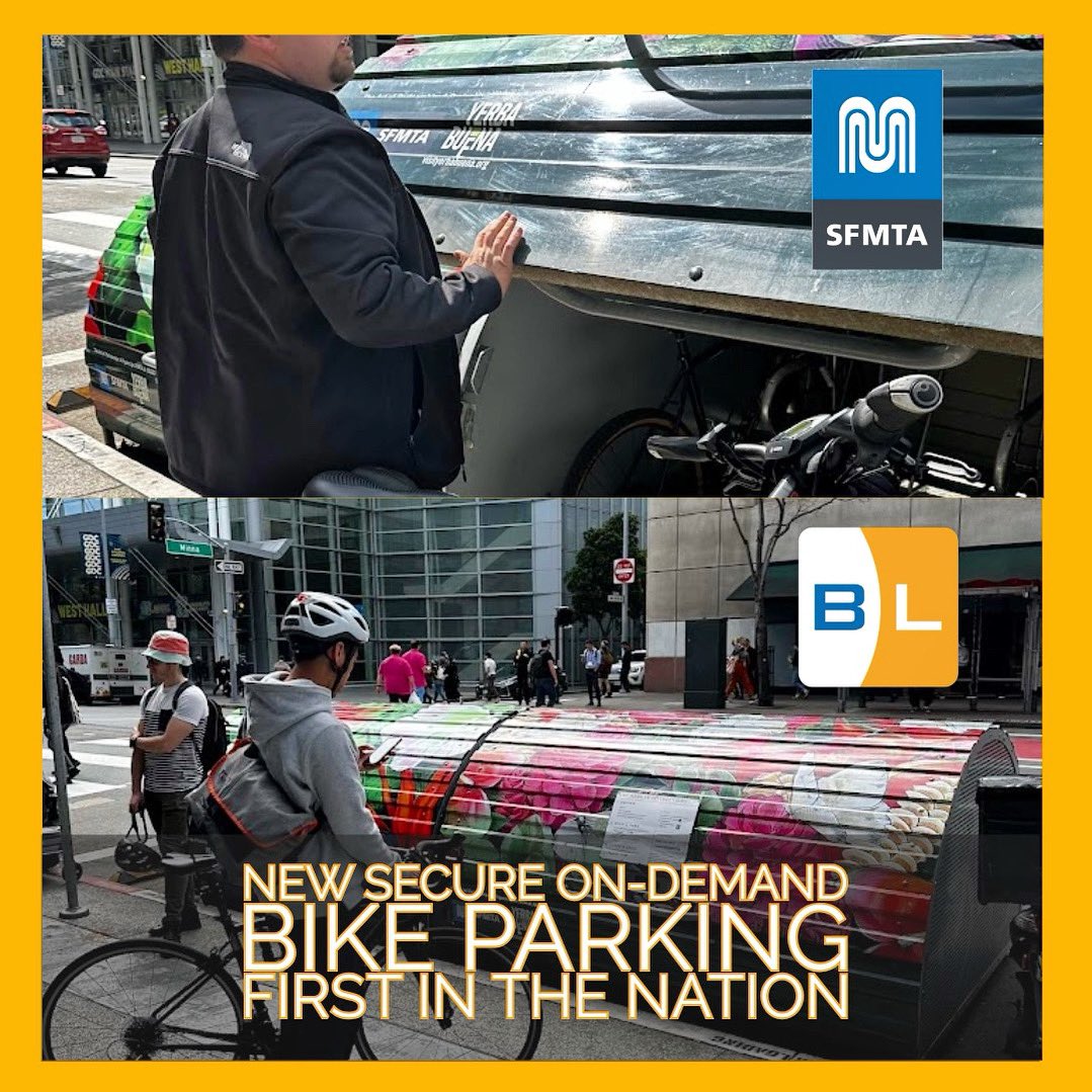 🚴‍♀️ Pilot Program Alert!
Check out the new BikeLink Bikehangars popping up around SF! More secure, more convenient, and totally weather-proof.
This is a pilot program—want a Bikehangar near you? 💬
#BikeLink #SFMTA #BikeParkingPilot #SanFrancisco #Community