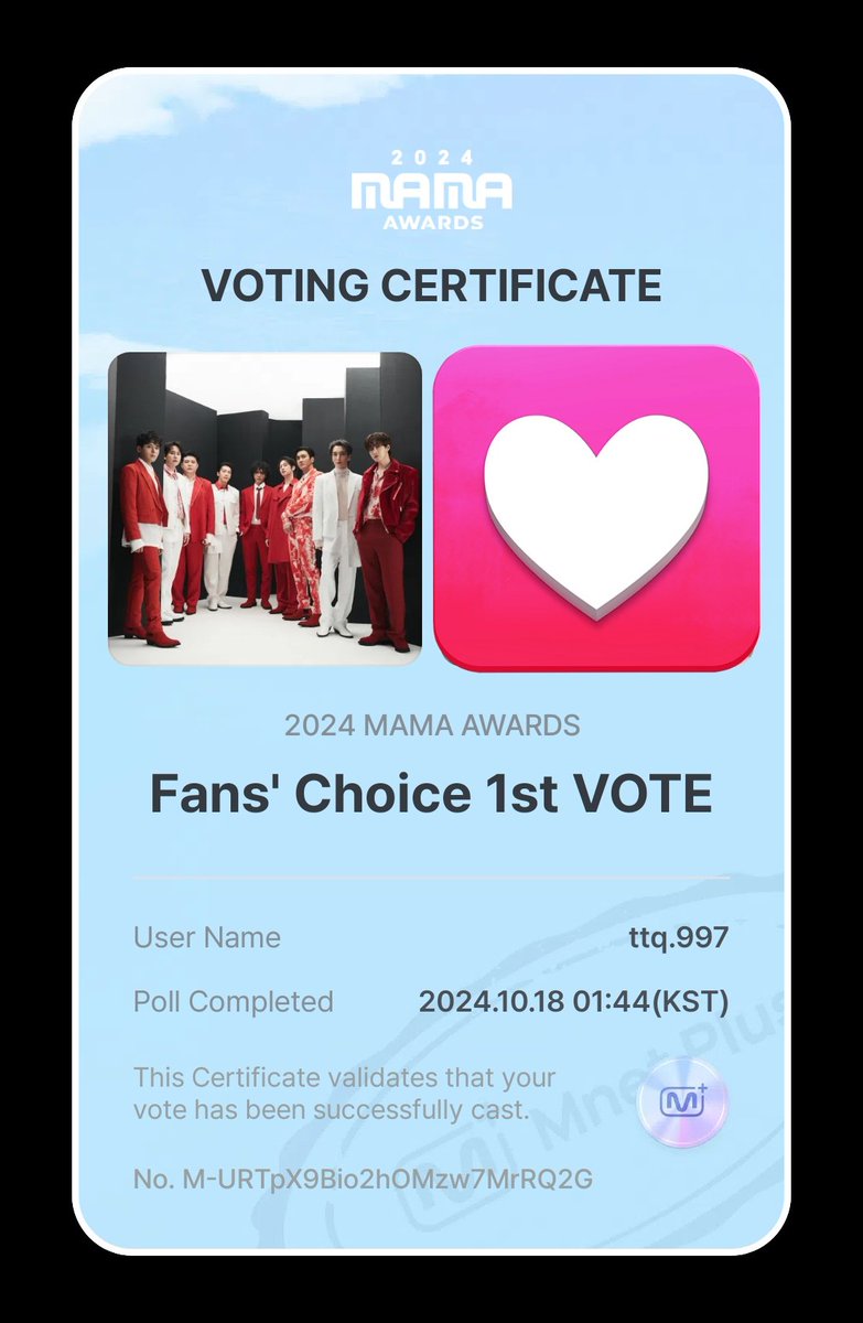 ttq97's tweet photo. I voted for #SUPERJUNIOR at the #2024MAMAVOTE https://t.co/BMrGLUtIeG
