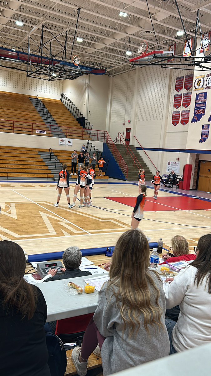 Volleyball sectional at Western Boone   North Montgomery wins game 1 over Delphi. 25-14