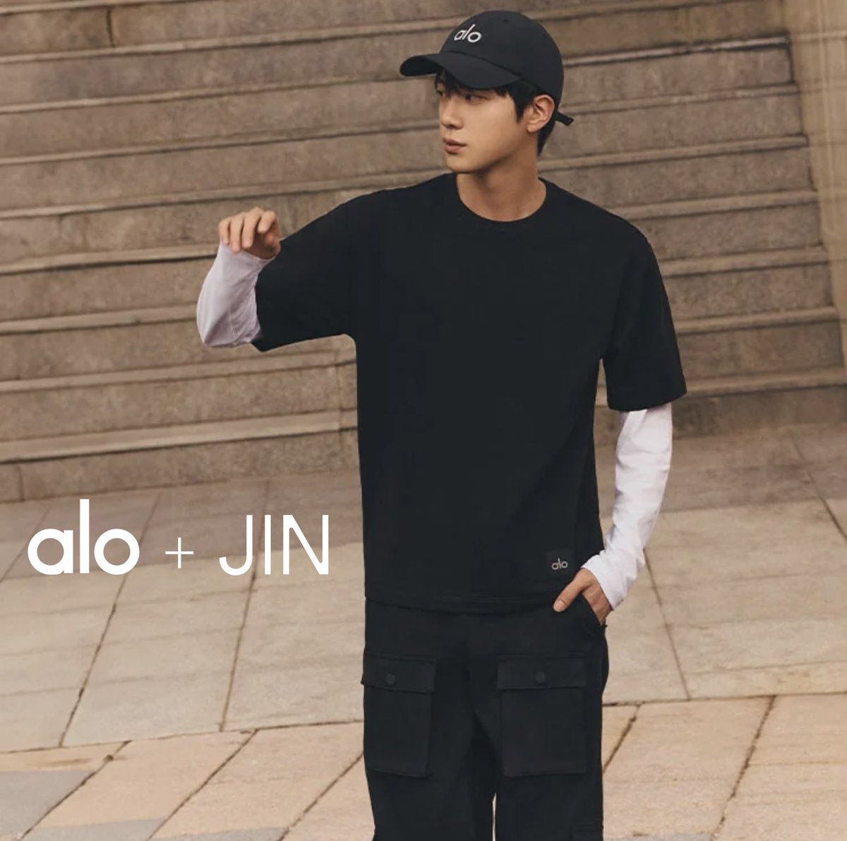 hourjinnie's tweet photo. JIN ANNOUNCED AS THE NEW AMBASSADOR OF ALO!!

“Introducing Alo's global ambassador, Jin, the BTS member that sets a renowned style tone.” https://t.co/NZBJWcRwLC