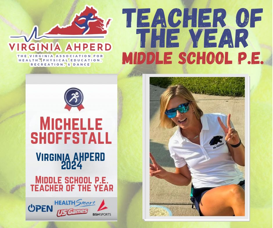 vahperd's tweet photo. We want to congratulate some of our 2024 Virginia AHPERD Teacher of the Year recipients! 

Elementary TOY: Victor Spadaro
Middle TOY: Michelle Shofstall
Secondary TOY: Lori Morris-Platte
Adapted TOY: Sharon Gregory 

Thanks for leading the way for quality HPE! 
#physed https://t.co/n7M37pEUB8