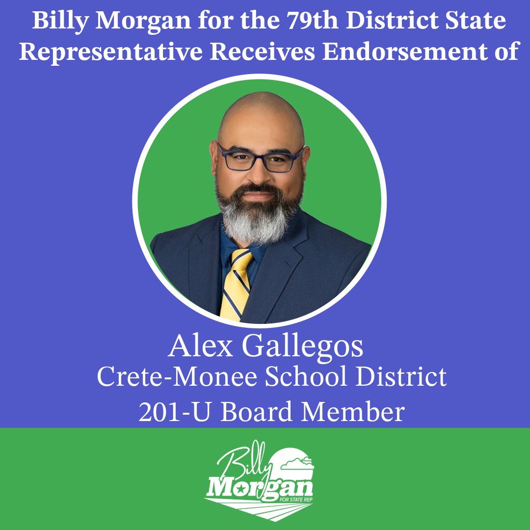 billymorgan4rep's tweet photo. Thank you to Crete-Monee School District 201-U Board Member Alex Gallegos. https://t.co/ld2IIL3xBU
