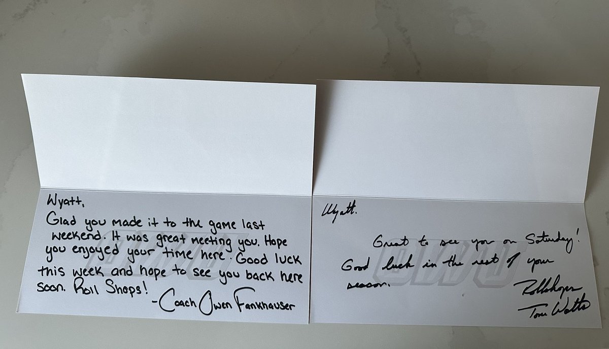 Thanks to <a href="/owen_fankhauser/">Owen Fankhauser</a> and <a href="/CoachTomWatts/">Tom Watts</a> and the OWU coaching staff for the letters had a great time at campus!