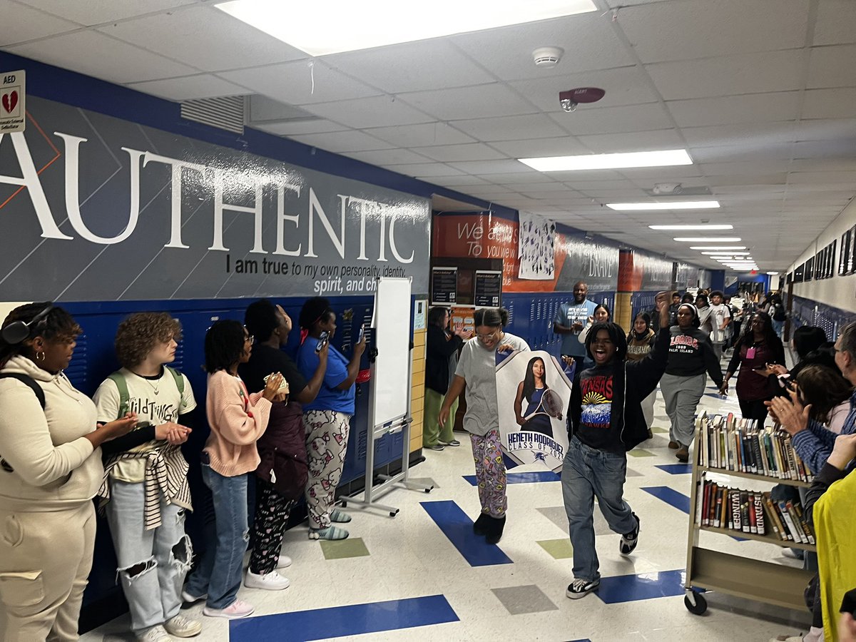 It was great honoring Keneth Rodriguez as she heads to the KSHSAA State Championship for Girls Tennis to represent Sabre Nation! It is tradition to honor those students going to state with a celebratory parade around the school! Go Luck Keneth! <a href="/kckps_sumner/">Sumner Academy</a> #4theacademy ⚔️🎾