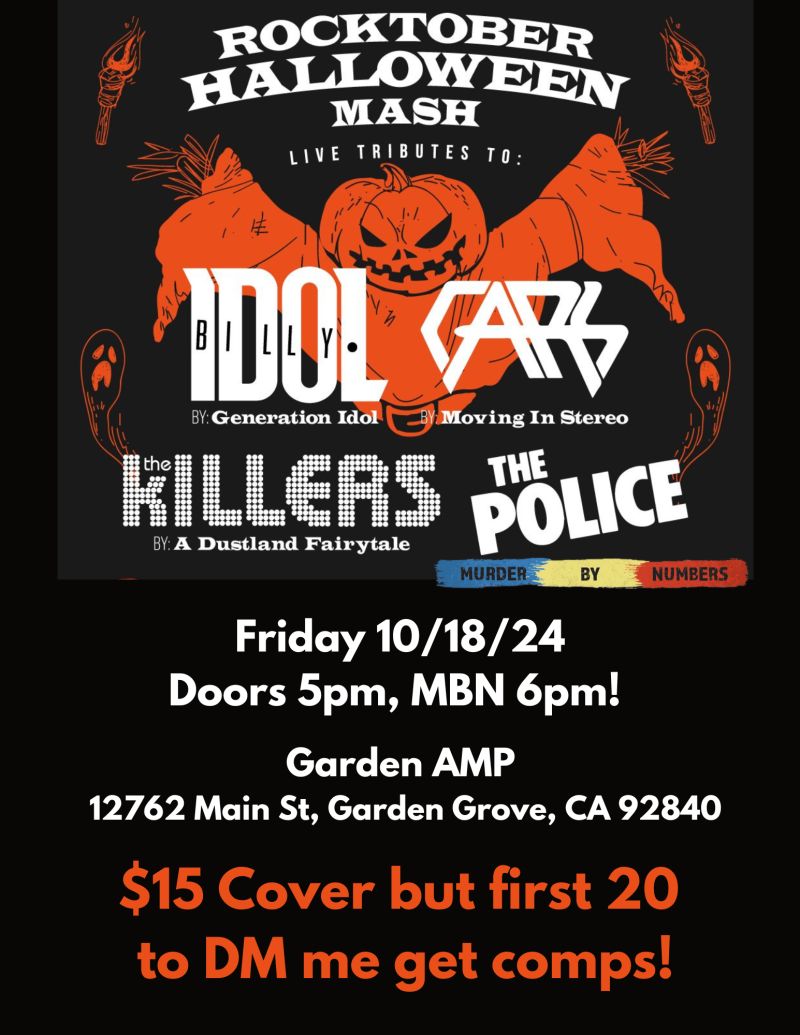 scotthamkennedy's tweet photo. Update on the show: I secured an additional 10 comp tickets; if you're interested, shoot me a message, and I'll get you on the list.
$15 cover
Hope to see you there!
#GenerationIdol #movinginstero #thekillers #adustlandfairytale #murderbynumbers #billyidol #cars #thepolice https://t.co/6Yv1YiaWQP
