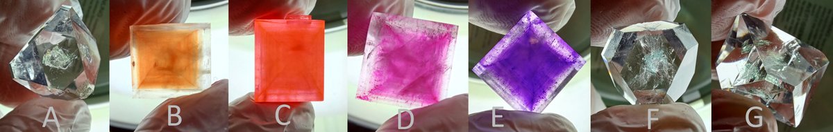 DejanVinkovic's tweet photo. Our STEM@home experiment of growing alum crystals mixed with various inks from fluorescent markers reached the end! Now the kid is analyzing the final crystals and must write the notes on this. 
Crystals are beautiful and have interesting details to discuss. https://t.co/ha83Mel1um