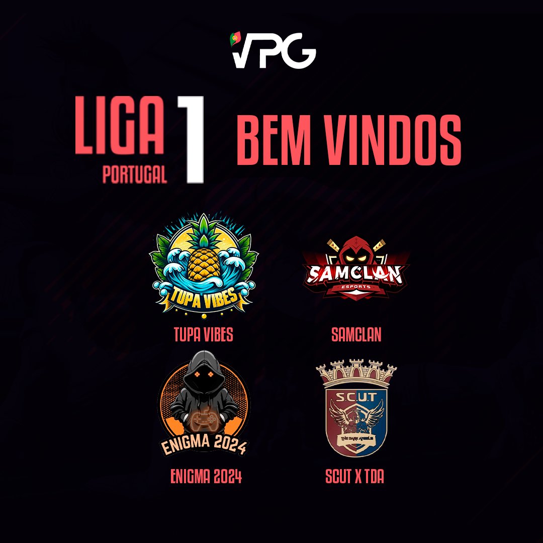 VPG Liga Portugal 🇵🇹 (@vpgligaportugal) on Twitter photo 𝚀𝚄𝙰𝙻𝙸𝙵𝙸𝙲𝙰𝙳𝙾𝚁 𝙻𝙸𝙶𝙰 𝟷
Estão encontradas as 4 equipas qualificadas para a Liga 1 da VPG Portugal na Season 1.
Muitos parabéns a todos!
🥇 <a href="/TupaVibes/">TupaVibes</a>
🥈 <a href="/SAMCLANesports/">SAMCLAN ESPORTS CLUB</a>
🥉 <a href="/EnigmaeSportsPT/">Enigma eSports</a>
🏅 <a href="/TheDarkAngelsEs/">The Dark Angels eSports</a> 𝚀𝚄𝙰𝙻𝙸𝙵𝙸𝙲𝙰𝙳𝙾𝚁 𝙻𝙸𝙶𝙰 𝟷
Estão encontradas as 4 equipas qualificadas para a Liga 1 da VPG Portugal na Season 1.
Muitos parabéns a todos!
🥇 <a href="/TupaVibes/">TupaVibes</a>
🥈 <a href="/SAMCLANesports/">SAMCLAN ESPORTS CLUB</a>
🥉 <a href="/EnigmaeSportsPT/">Enigma eSports</a>
🏅 <a href="/TheDarkAngelsEs/">The Dark Angels eSports</a>