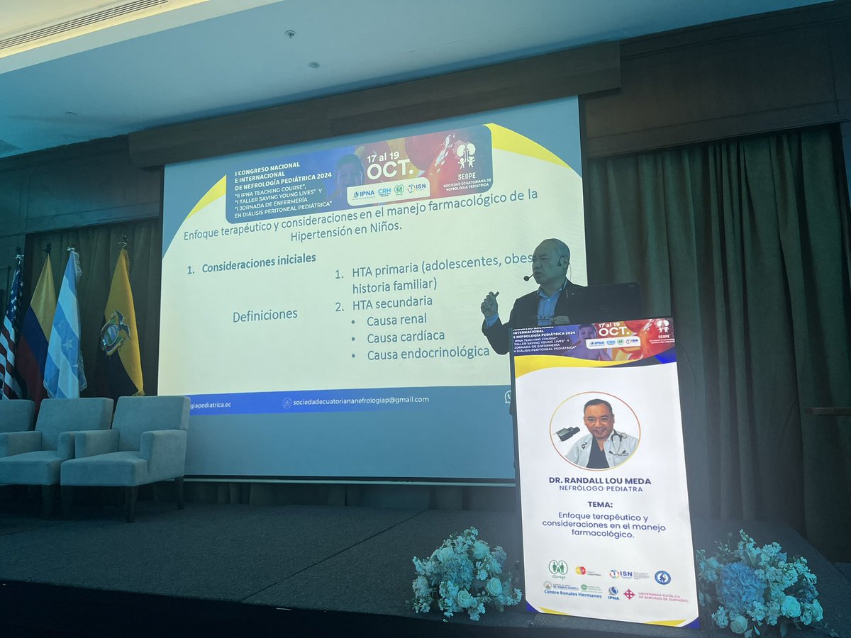 tunefrologoped's tweet photo. Dr Randall Lou de 🇬🇹 @fundanier en el 1er congreso nacional e internacional de nefrología pediátrica 2024. II IPNA Teaching Course con su ponencia “HTA enfoque terapéutico”, en Guayaquil, Ecuador 🇪🇨 #SENP24 https://t.co/7GezWMEuqb