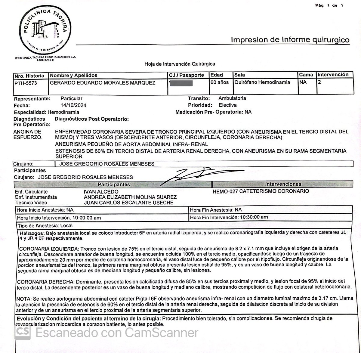 _MoralesEduard's tweet photo. Hola, mi nombre es Eduard Morales. Mi papá, Gerardo necesita una cirugía de revascularizacion coronaria debido a que gran parte de sus arterias coronarias se encuentran obstruidas, es un procedimiento sumamente costoso. Si me ayudan por favor a difundir sería de gran ayuda 🙏🏼 https://t.co/10jabDQXbO